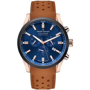 Claude Bernard Aquarider Chronograph Rosé / Leder braun
