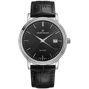 Claude Bernard Classic 39 Schwarz / Silbrig