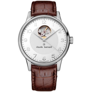 Claude Bernard Classic Automatic Open Heart Marron / Argenté