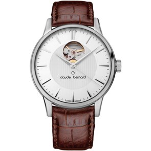Claude Bernard Classic Automatic Open Heart Marron / Argenté