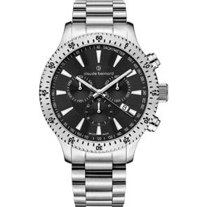 Claude Bernard Classic Chronograph Silbrig / Schwarz