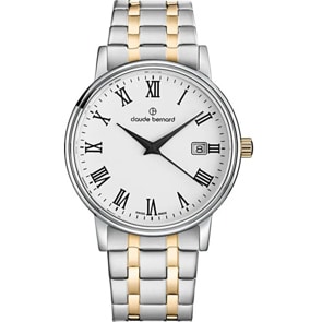 Claude Bernard Classic Gents Date Bicolor / Weiss 42mm 