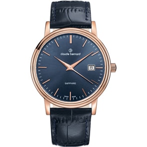 Claude Bernard Classic Gents Date Rose / Blue 42mm 