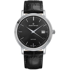 Claude Bernard Classic Gents Date Silver / Black 42mm 