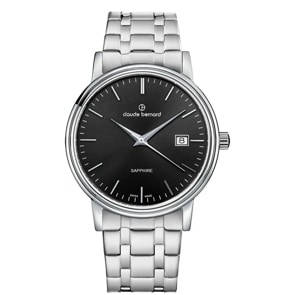 Claude Bernard Classic Gents Date Silbrig / Schwarz 42mm 