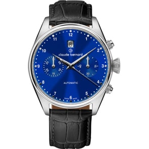 Claude Bernard Proud Heritage Automatic Chronograph Schwarz / Blau