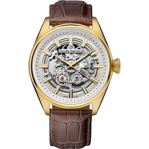 Claude Bernard Proud Heritage Automatic Skeleton Doré / Marron