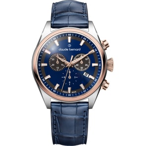 Claude Bernard Proud Heritage Chronograph Bicolor / Blau