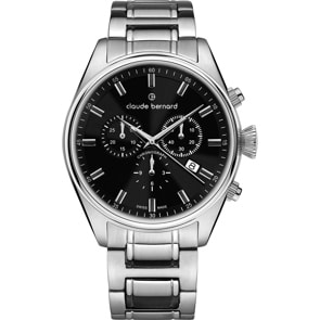 Claude Bernard Proud Heritage Chronograph Schwarz / Silbrig