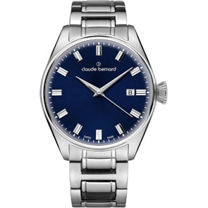 Claude Bernard Proud Heritage Date Silver / Blue