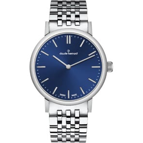 Claude Bernard Slim Line 39 Silbrig / Blau