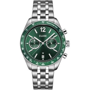 Cluse Aravis Dual Timer Steel Grün / Silbrig