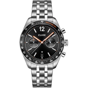 Cluse Aravis Dual Timer Steel Schwarz / Silbrig