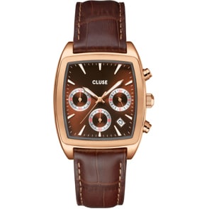 Cluse Quartaut Chrono Watch Leder Braun / Rose 