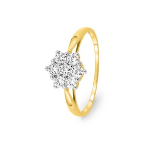 Cluster Ring 750/18 K Gelbgold mit Zirkonia