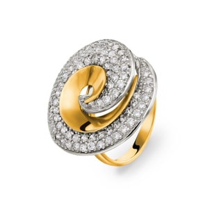 Cocktailring 750/18 K Gelb-/ Weissgold mit Zirkonia Ø 54