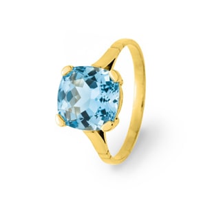 Cocktailring 750/18 K Gelbgold mit Blautopas Kissen