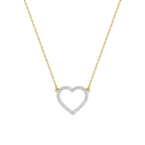 Collier 375/9 K Gelbgold bicolor Herz mit Zirkonia