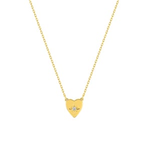 Collier 375/9 K Gelbgold Herz mit Zirkonia