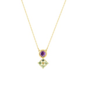 Collier 375/9 K Gelbgold mit Amethyst & Peridoten