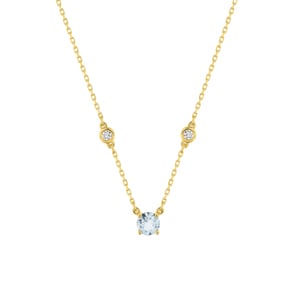 Collier 375/9 K Gelbgold mit Aquamarin & Zirkonia