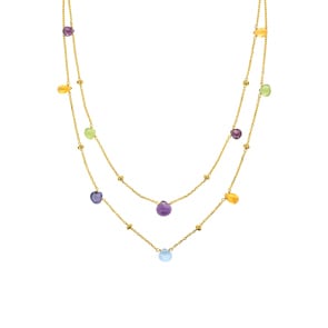 Collier 375/9 K Gelbgold mit Farbsteinen