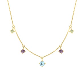 Collier 375/9 K Gelbgold mit Farbsteinen