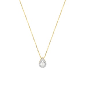 Collier or jaune 375/9 ct avec perle & zircones