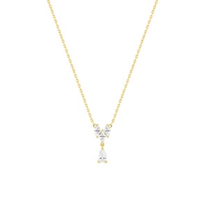 Collier 375/9 K Gelbgold mit Zirkonia Marquise / Tropfen