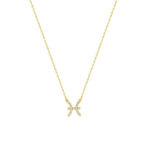 Collier 375/9 K Gelbgold Sternzeichen Fische mit Zirkonia