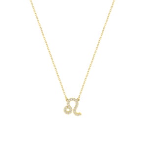 Collier 375/9 K Gelbgold Sternzeichen Löwe mit Zirkonia