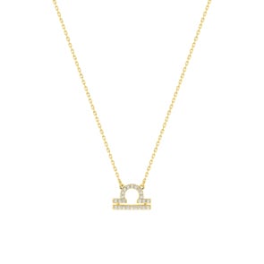 Collier 375/9 K Gelbgold Sternzeichen Waage mit Zirkonia