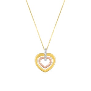 Collier 375/9 K Tricolor mit Herzen & Zirkonia