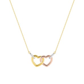 Collier 375/9 K Tricolor mit verschlungenen Herzen & Zirkonia