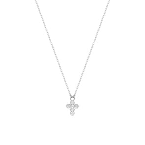 Collier 375/9 K Weissgold Kreuz mit Zirkonia