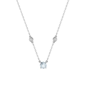 Collier 375/9 K Weissgold mit Aquamarin & Zirkonia