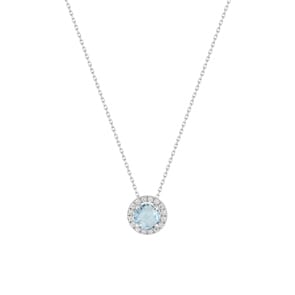 Collier 375/9 K Weissgold mit Blautopas und Zirkonia