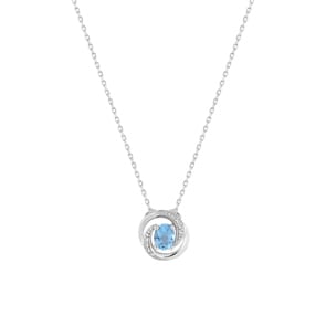 Collier 375/9 K Weissgold mit Blautopas & Zirkonia