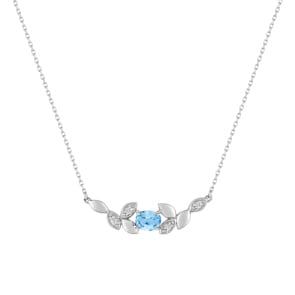 Collier 375/9 K Weissgold mit Blautopas & Zirkonia