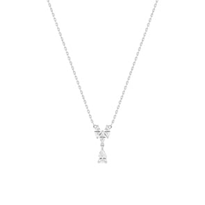 Collier 375/9 K Weissgold mit Zirkonia Marquise / Tropfen
