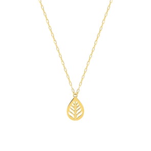 Collier 750/18 K Gelbgold Blatt-Muster