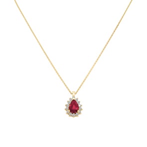 Collier 750/18 K Gelbgold, Diamanten 0.11 ct H/si & Rubin