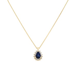 Collier 750/18 K Gelbgold, Diamanten 0.11 ct H/si & Saphir