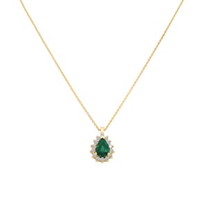 Collier 750/18 K Gelbgold, Diamanten 0.11 ct H/si & Smaragd