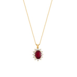 Collier 750/18 K Gelbgold, Diamanten 0.28 ct H/si & Rubin 1.09 ct
