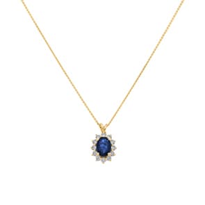 Collier 750/18 K Gelbgold, Diamanten 0.28 ct H/si & Saphir 0.92 ct
