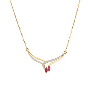 Collier 750/18 K Gelbgold mit 2 Rubinen Marquise 0.22ct.