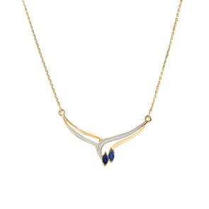 Collier 750/18 K Gelbgold mit 2 Saphiren Marquise 0.22ct.