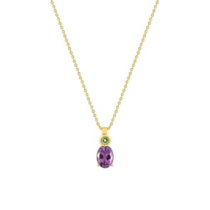Collier or jaune 750/18 ct avec améthyste & péridot
