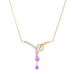 Collier 750/18 K Gelbgold mit Amethysten und Diamanten 0.03ct.